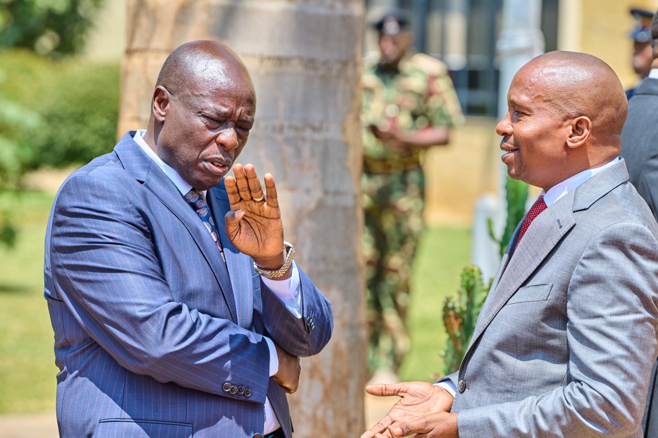 DP. Gachagua and CS Kindiki having a hearty chat. Photo: Citizen Digital/Facebook 